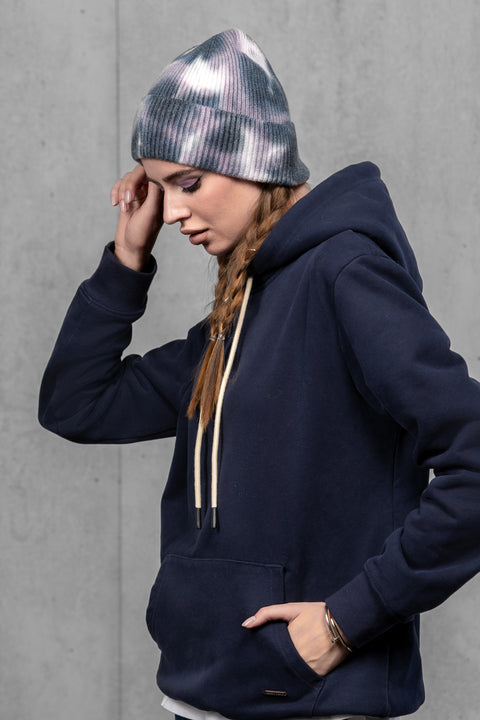 Women's Woolen Beanie Tie-Dye Ink Fade