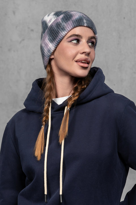 Women's Woolen Beanie Tie-Dye Ink Fade