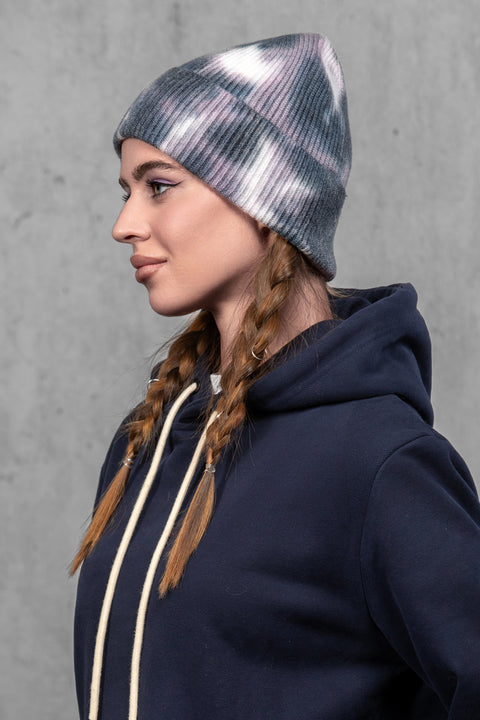 Women's Woolen Beanie Tie-Dye Ink Fade
