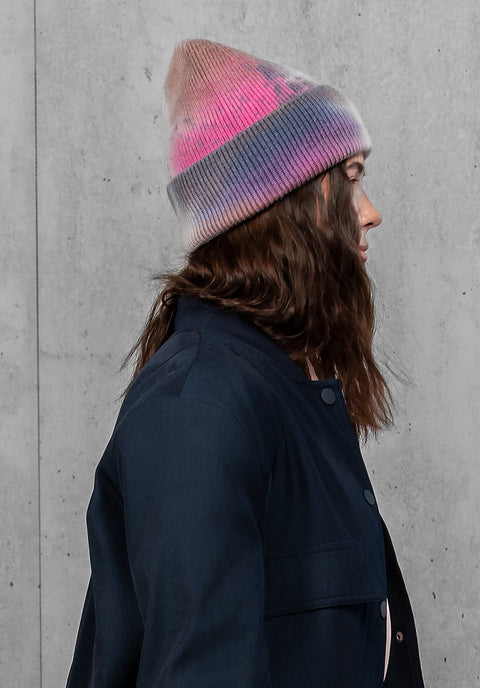 Women's Woolen Beanie Tie-Dye Berry Mist