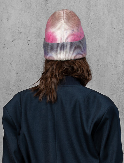 Women's Woolen Beanie Tie-Dye Berry Mist