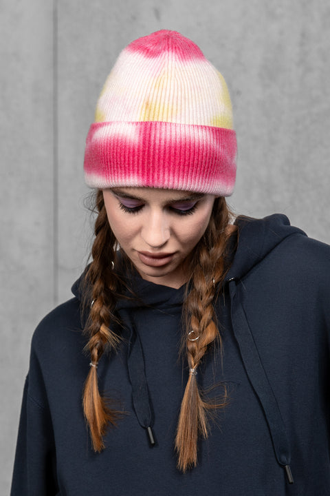 Women's Woolen Beanie Tie-Dye Sunset Stripe