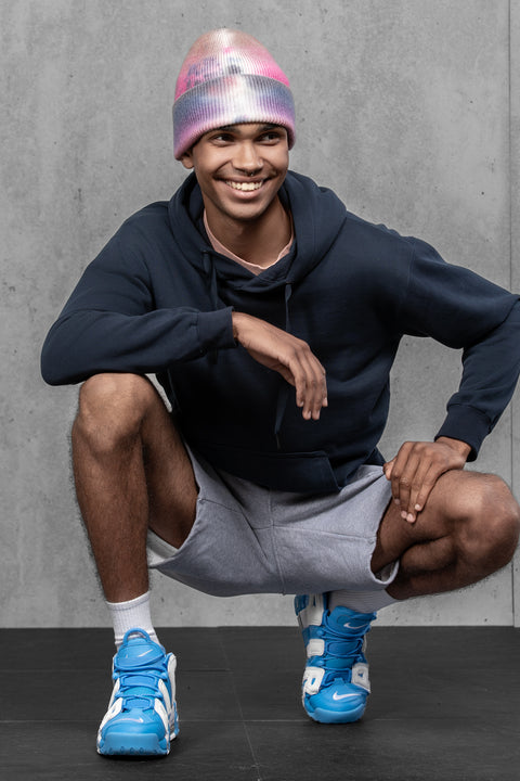 Men's Woolen Beanie Tie-Dye Berry Mist