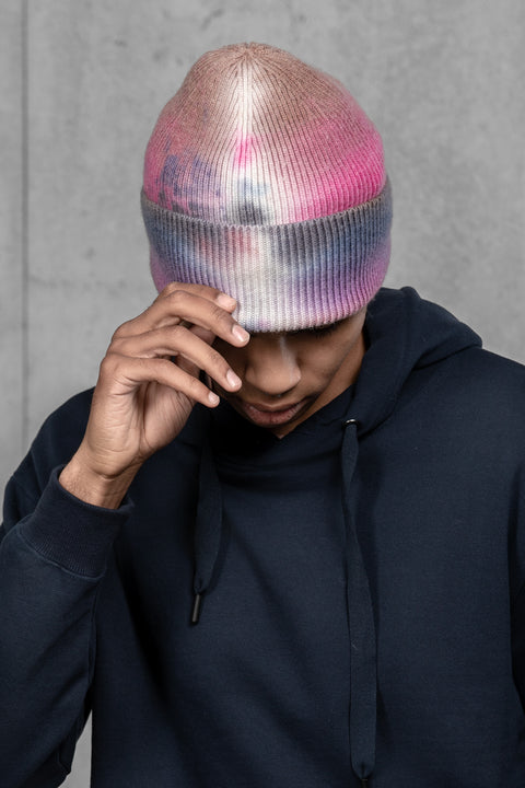 Men's Woolen Beanie Tie-Dye Berry Mist