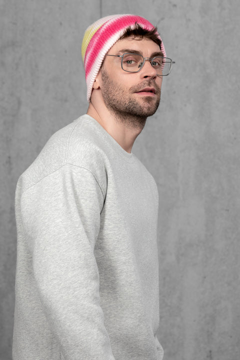 Men's Woolen Beanie Tie-Dye Sunset Stripe