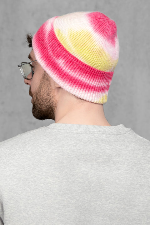 Men's Woolen Beanie Tie-Dye Sunset Stripe