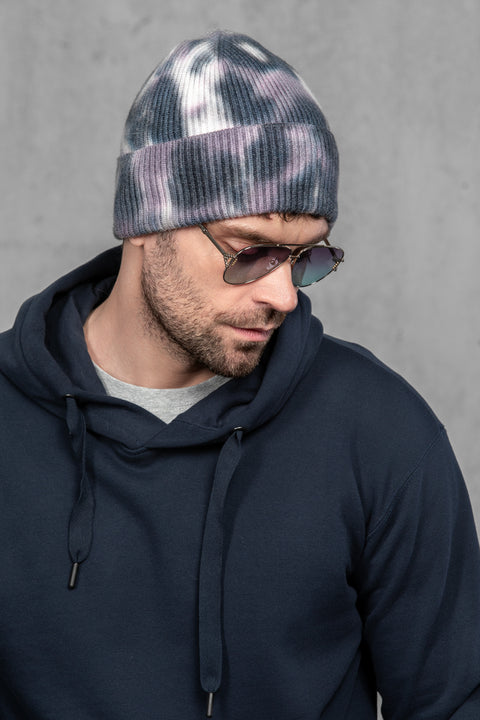 Men's Woolen Beanie Tie-Dye Ink Fade