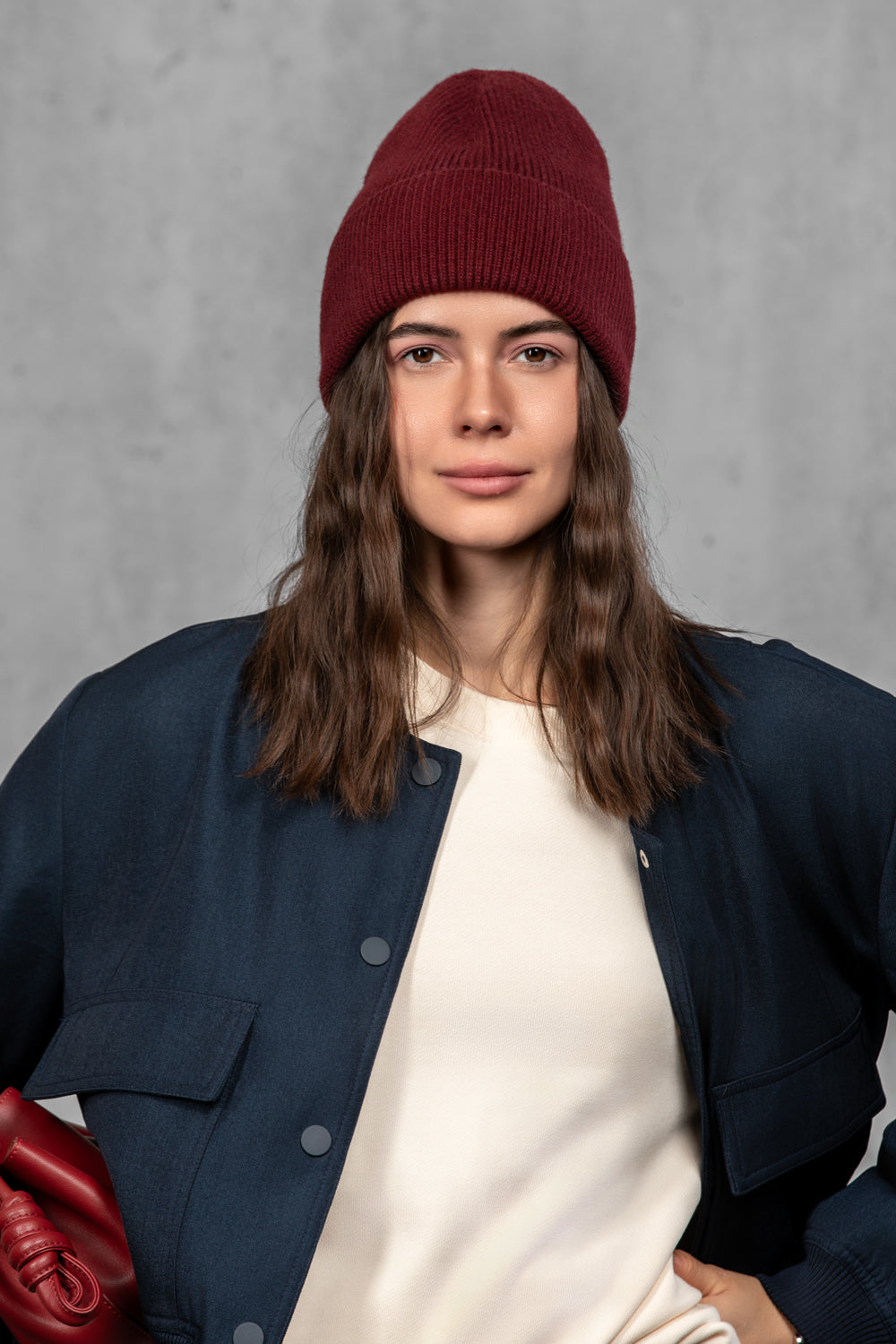 Wool Burgundy Women\'s Hat Chic Classy Fall Winter Workwear Statement Winter Hat for Women in Warm Burgundy, Smart Autumn / Fall  main image 3