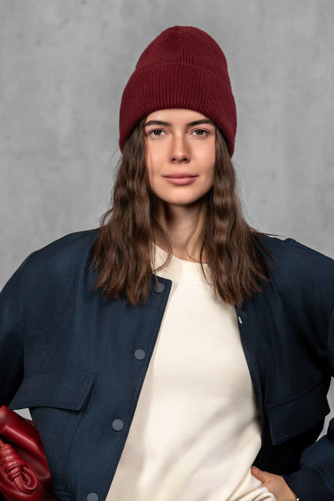 Women's Burgundy Woolen Beanie
