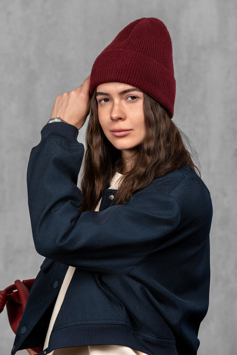 Women's Burgundy Woolen Beanie