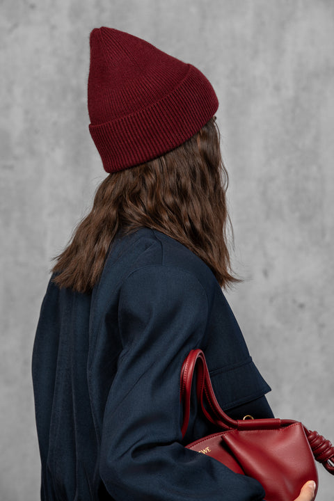 Women's Burgundy Woolen Beanie