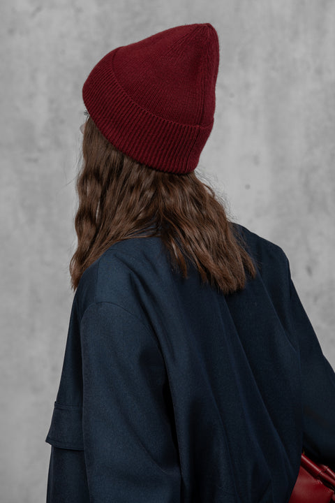Women's Burgundy Woolen Beanie