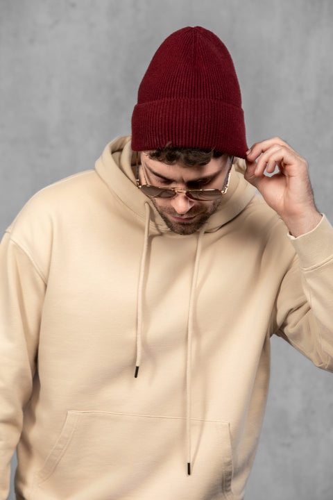 Men's Burgundy Woolen Beanie