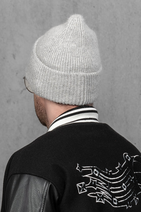 Men's Light Gray Mohair Beanie