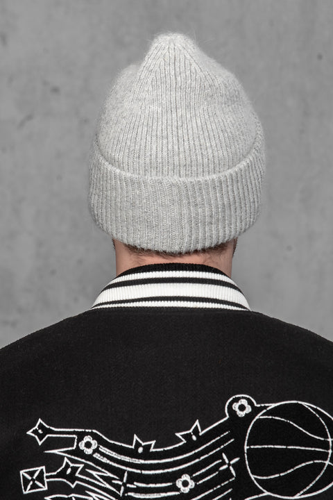 Men's Light Gray Mohair Beanie