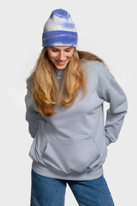 Women's Woolen Beanie Tie-Dye Blue & White