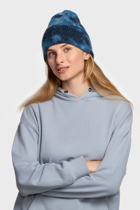 Women's Woolen Beanie Tie-Dye Black & Blue