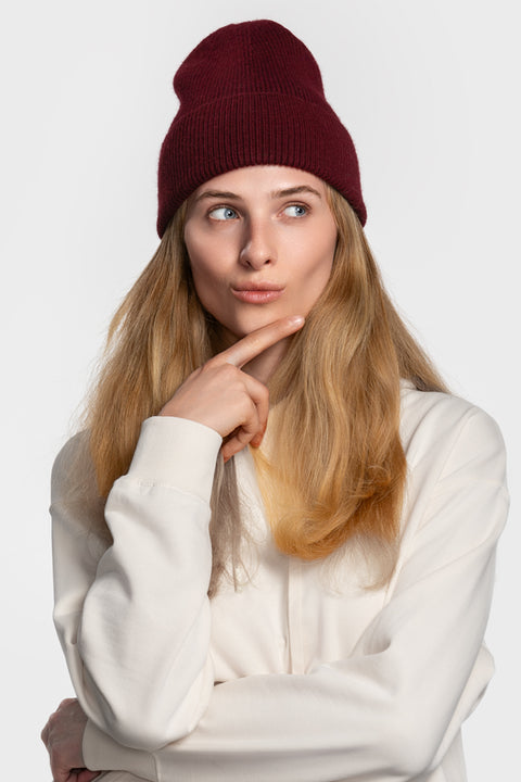 Women's Burgundy Woolen Beanie