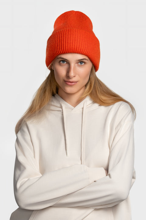 Women's Orange Mohair Beanie