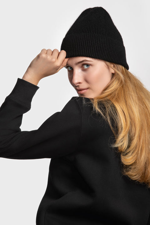 Women's Black Woolen Beanie