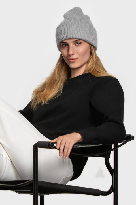 Women's Light Gray Mohair Beanie