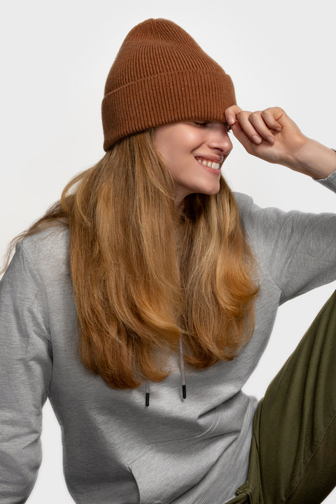 Women's Brown Woolen Beanie