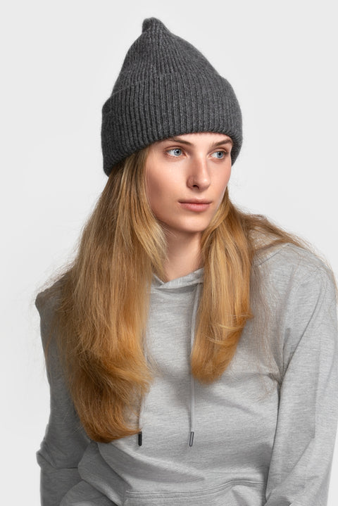 Women's Dark Gray Mohair Beanie