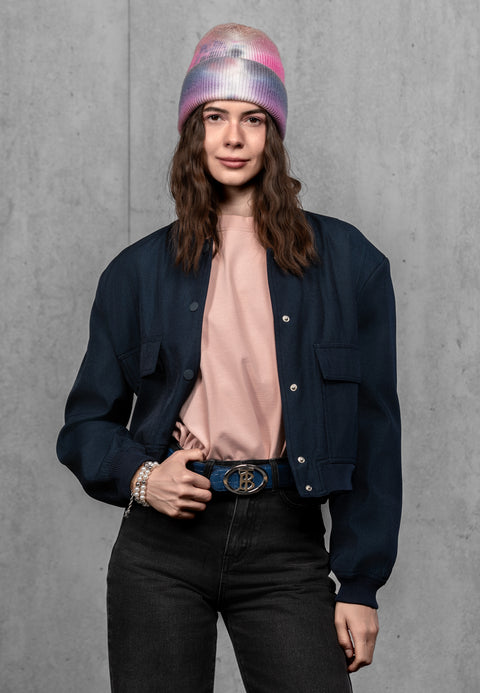 Women's Woolen Beanie Tie-Dye Berry Mist