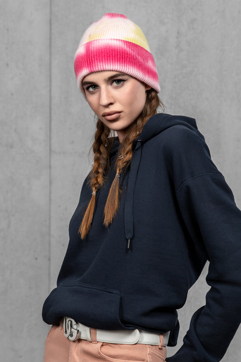 Women's Woolen Beanie Tie-Dye Sunset Stripe