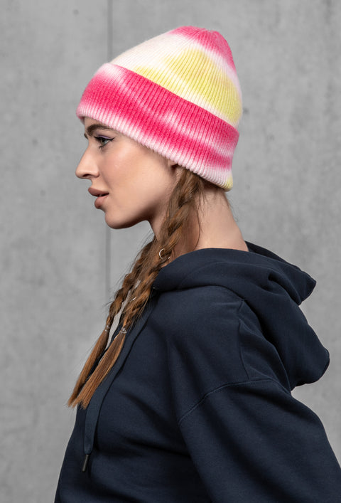 Women's Woolen Beanie Tie-Dye Sunset Stripe
