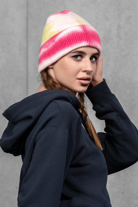 Women's Woolen Beanie Tie-Dye Sunset Stripe