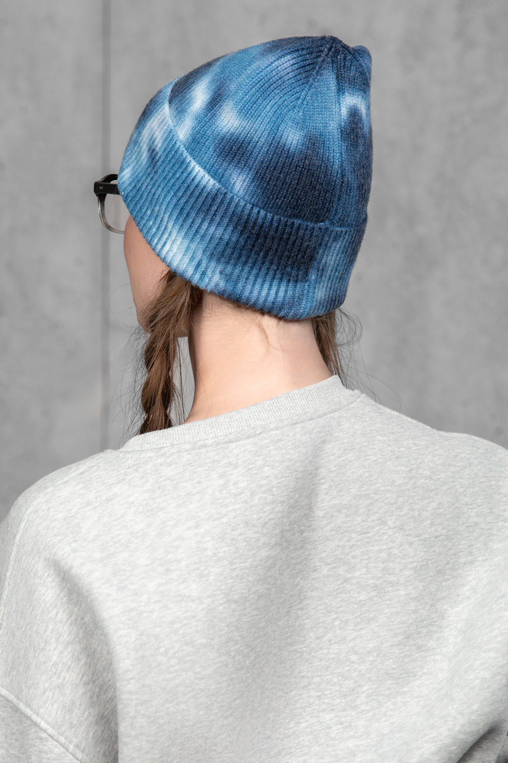 Women's Woolen Beanie Tie-Dye Blue Fog – ENEX
