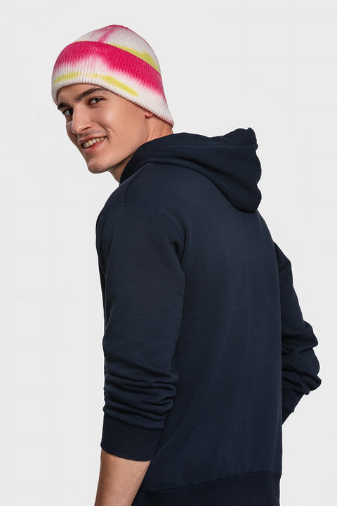 Men's Woolen Beanie Tie-Dye White & Pink & Yellow