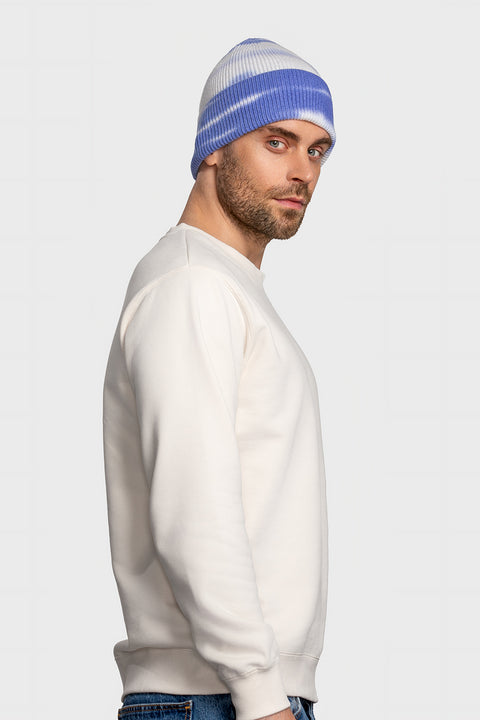 Men's Woolen Beanie Tie-Dye Blue & White