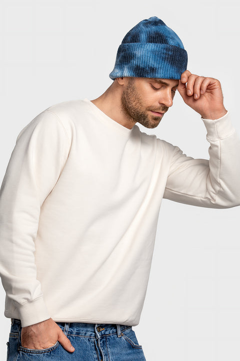 Men's Woolen Beanie Tie-Dye Black & Blue