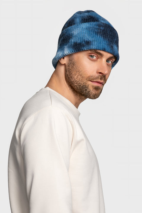 Men's Woolen Beanie Tie-Dye Black & Blue