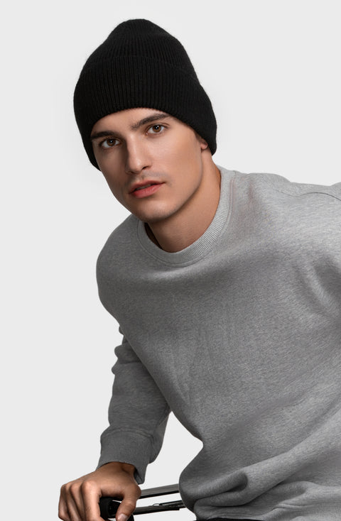 Men's Black Woolen Beanie