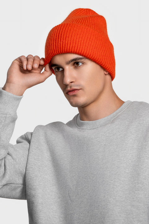 Men's Orange Mohair Beanie