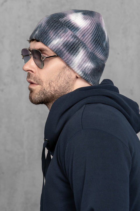 Men's Woolen Beanie Tie-Dye Ink Fade