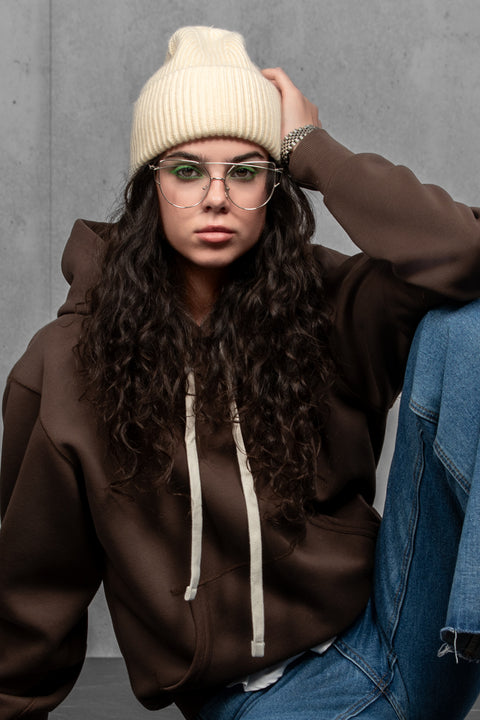 Women's Beige Cashmere Beanie