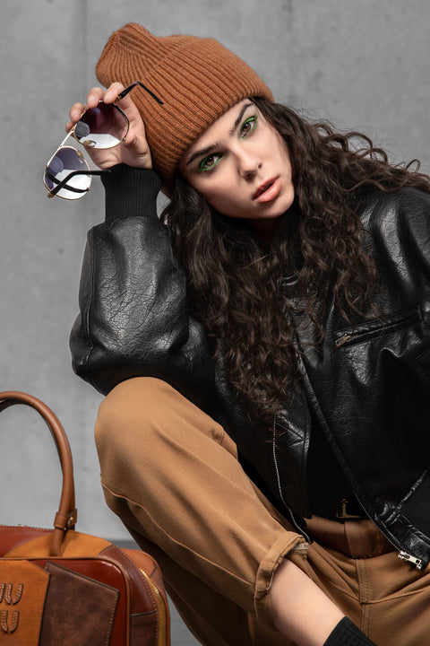 Women's Brown Cashmere Beanie