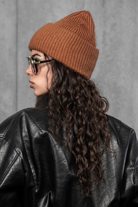 Women's Brown Cashmere Beanie