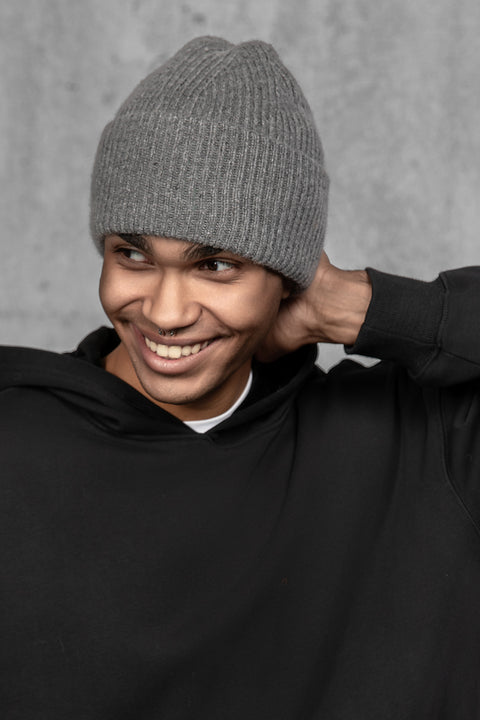 Men's Gray Cashmere Beanie