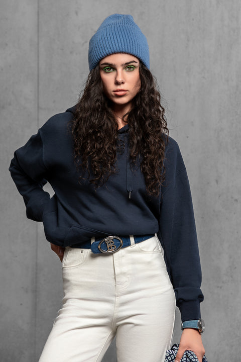 Women's Blue Cashmere Beanie