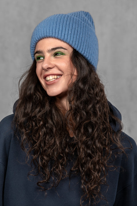 Women's Blue Cashmere Beanie