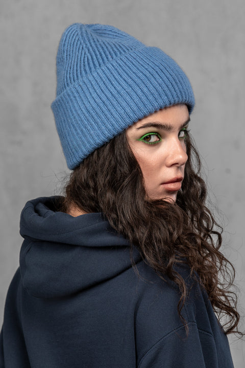 Women's Blue Cashmere Beanie