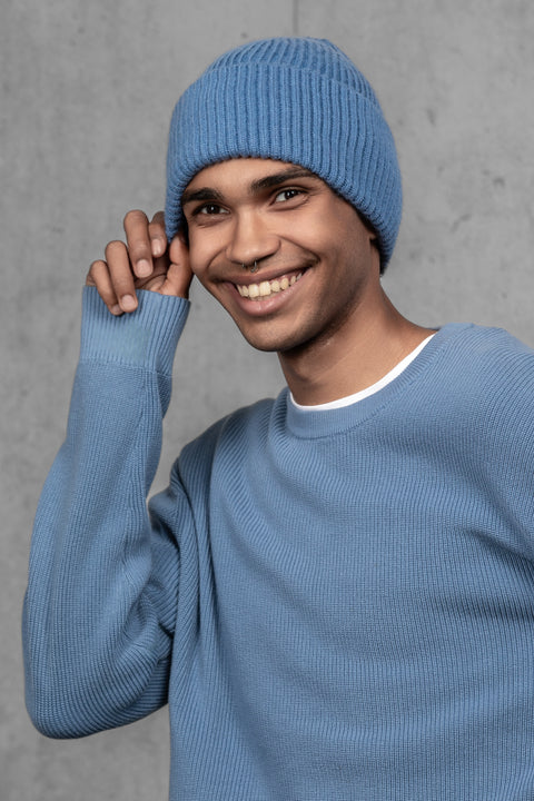 Men's Blue Cashmere Beanie