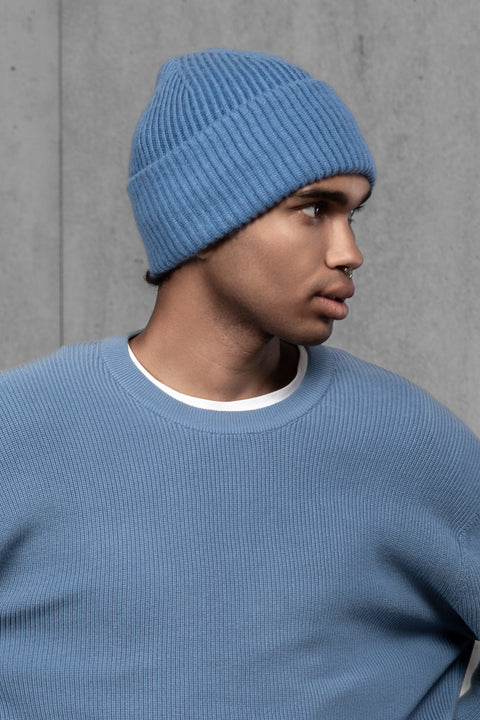 Men's Blue Cashmere Beanie