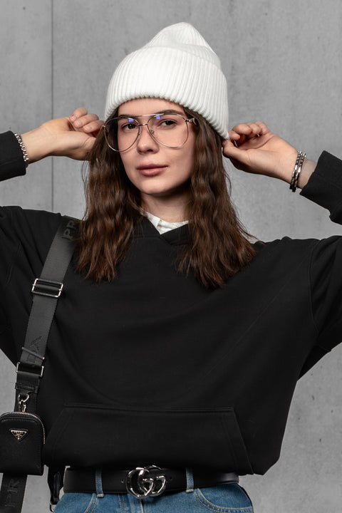 Women's White Cashmere Beanie