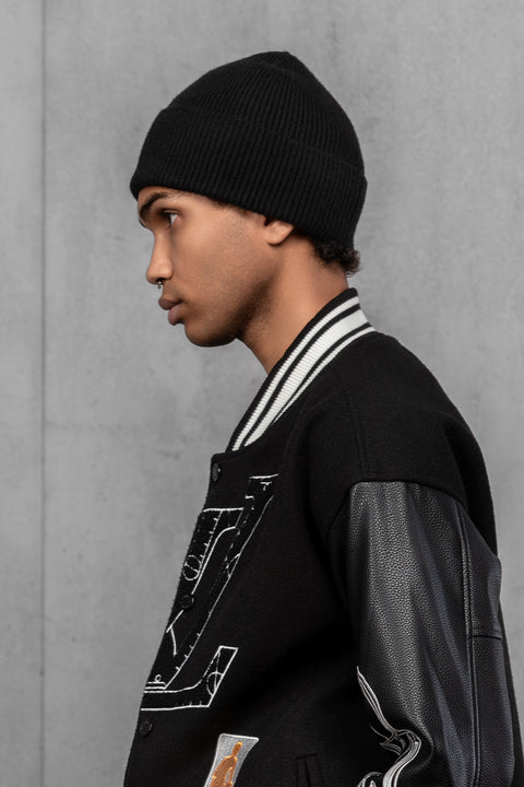 Men's Black Woolen Beanie